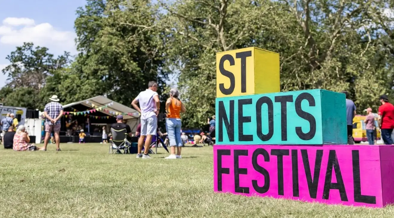 St Neots Festival sign in the sun
